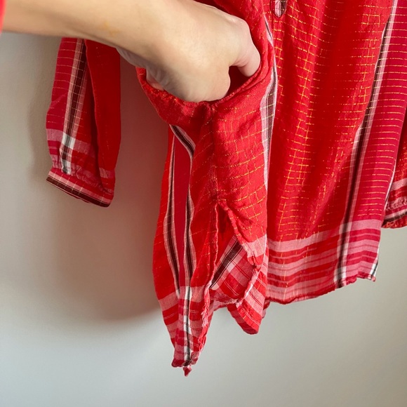 Free People Plaid Shimmer Tunic - pocketed - Picture 6 of 12